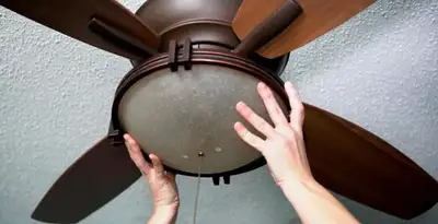 Ceiling fan repair and reinstallation on ceiling mount in Cherry Hill, NJ