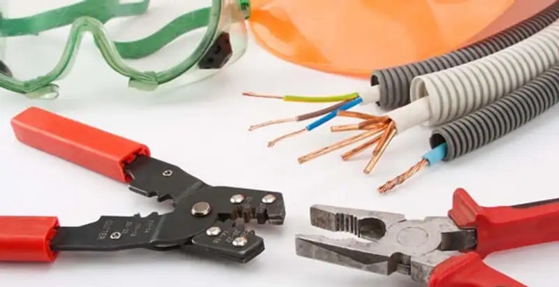 Electrical wiring repair with professional tools and safety equipment in Haddon Heights, NJ