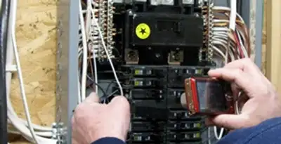 Home electrical inspection of circuit breaker panel by licensed electrician in Cherry Hill, NJ