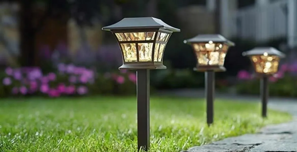 landscape lighting installation services with professionally installed pathway lights in Cherry Hill, NJ